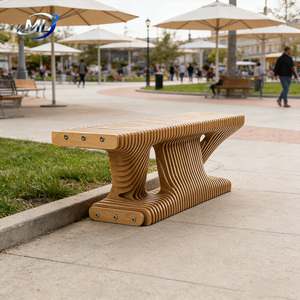 Banc en bois massif au design paramétrique pour centres commerciaux, parcs, hôtels, écoles, hôpitaux - Mobilier d'extérieur moderne - Product Image 2