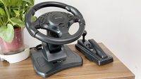 Volant de course filaire C-STAR pour jeux vidéo avec levier de vitesses et moteur à vibrations pour PC