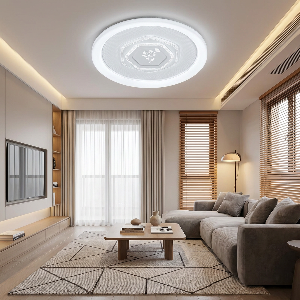 Modern Rose Art Indoor Ceiling Lamp Elegant Flower Motif Circular LED Light 3-Color Changeable for Master Bedroom Dining Room