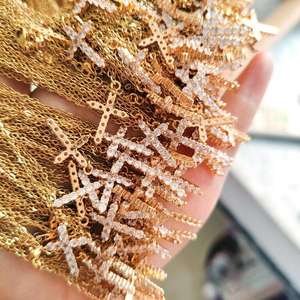 Dainty Simple 18K <b>Gold</b> Plated Micro-Inlaid Zircon Cross <b>Necklace</b> Hypoallergenic Women's Stainless Steel <b>Crystal</b> <b>Necklace</b> - Product Image 5