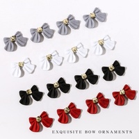 Décoration d'ongles populaire pour l'hiver : Ruban rouge, verre, papillon 3D japonais, nœud papillon pour nail art, 20 pièces/sac, DIY