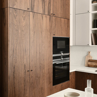 Meuble de cuisine de style américain, multifonctionnel, haut de gamme, en placage de bois, pour appartements et villas