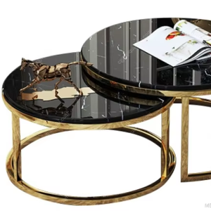 Série Luxe Moderne, <span class=keywords><strong>Table</strong></span> <span class=keywords><strong>Basse</strong></span>, Ensemble de Tables Basses Rondes Créatives Luxe Léger pour Salon - Product Image 1