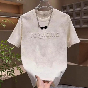 Camiseta de Verano para Hombre con Estampado de Letras, Manga Corta, Corte Regular, Cuello Redondo, Transpirable, Ecológica, Vintage, 100% Algodón, Estilo Casual Urbano - Product Image 1
