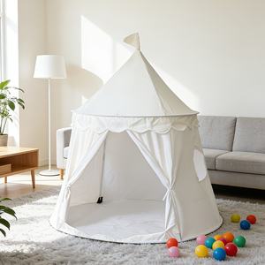 Tente pour enfants de style coréen, blanche, simple, de couleur unie, type yourte mongole, pliable, pour divertissement en intérieur, espace secret, tente spacieuse pour bébé - Product Image 3