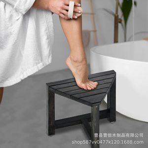 Tabouret de douche en bois Cao Xin noir, siège de bain d'angle, taille personnalisable, utilisation en salle de bain - Product Image 4