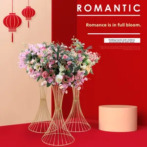 LEXI L-011 Support de fleurs artificielles en métal fait main pour chemin de table de mariage, 60 cm, support à gâteau moderne en or électro-plaqué pour table de desserts - Product Image 2