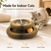 Mainan Kucing Lipat Spiral Elastis Ramah Lingkungan Mewah Interaktif Berbentuk Sarang Lebah dengan Bola Terpasang, Kemasan Karton untuk Dalam Ruangan