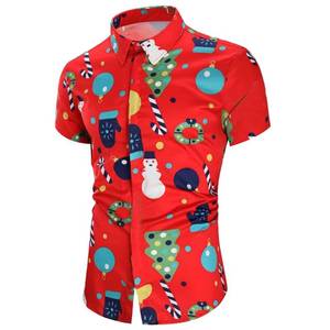 เสื้อเชิ้ตแขนสั้นผู้ชายลายคริสต์มาส HP 2024 รุ่น New Year Button Down Santa Vacation รหัสสินค้า CSFM-001 - Product Image 2