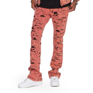 Jeans Gotici Rossi e Neri da Uomo AeeDenim, Gamba Dritta con Sovrapposizioni, Stile Grunge Streetwear, Denim Distressed Punk, Logo Personalizzato - Product Image 1