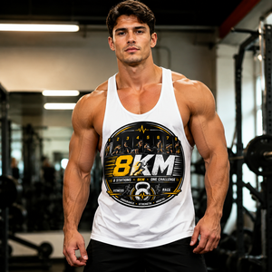 Custom Brands Men Functional Fitness Tank Top 8km Cross Training Challenge Workout Vest Gym Race Cotton <b>Running</b> <b>Singlet</b> - Product Image 1