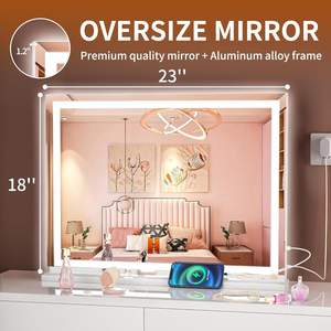 Miroir de courtoisie LED grossissant 23 po x 18 po, éclairé pour le maquillage avec 3 modes de luminosité réglables, contrôle tactile, carré, blanc - Product Image 2