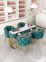 Ensemble de tables à ongles en fer de style moderne et commercial de haute qualité avec mobilier de salon de manucure en velours Mengyao