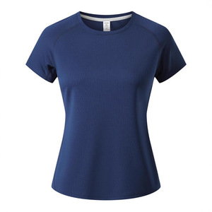 Women's Short Sleeve T-Shirt 100 Polyester Knitted Quick Dry Workout Shirt - Product Image 1