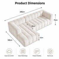 Canapé modulaire en forme de L, doté d'un tissu de haute qualité et d'un design autoportant, personnalisable comme un canapé compact pour salon