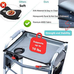 Plateau de marche pliable DuraPower 40x33cm avec porte-gobelet pour personnes âgées, utilisation en extérieur - Product Image 3