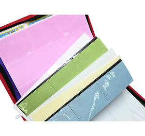 <span class=keywords><strong>Classeur</strong></span> de cartes arc-en-ciel personnalisable en cuir texturé diamanté avec pages intérieures vibrantes et fermeture éclair métallique - Product Image 6