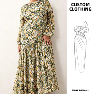 Robe longue d'été sur mesure pour <span class=keywords><strong>femme</strong></span>, élégante, imprimé floral fait main, décontractée, <span class=keywords><strong>grande</strong></span> <span class=keywords><strong>taille</strong></span>, pour les fêtes - Product Image 2