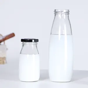 Botol susu kaca transparan, Penyimpanan berbagai ukuran untuk nyaman, 200ml 250ml 500ml 1000ml 1 Liter