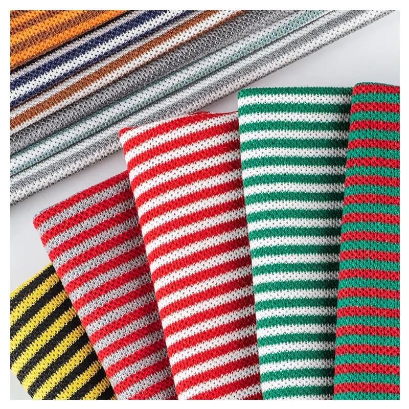 Fabricantes de telas al por mayor tejido de poliéster ancho de 105 cm tejido de rayas de lana de Navidad para ropa y sombreros
