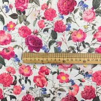 Tissu naturel tissé sur mesure, certifié Oeko-Tex, en mélange de lin/coton biologique texturé, imprimé de motifs floraux estivaux, pour vêtements d'été