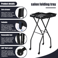 Chariot de Salon Pliable en Aluminium – Plateau Roulant Portable au Design Moderne pour Coiffeur avec Roues pour Usage Domestique et Hôtelier
