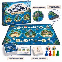 Papan Cerita Edukatif Kustom Fancboard untuk Permainan Papan Bahasa Pulau, Papan Karton Lipat 4 untuk Usia 8-10 Tahun |   Bahasa Inggris |