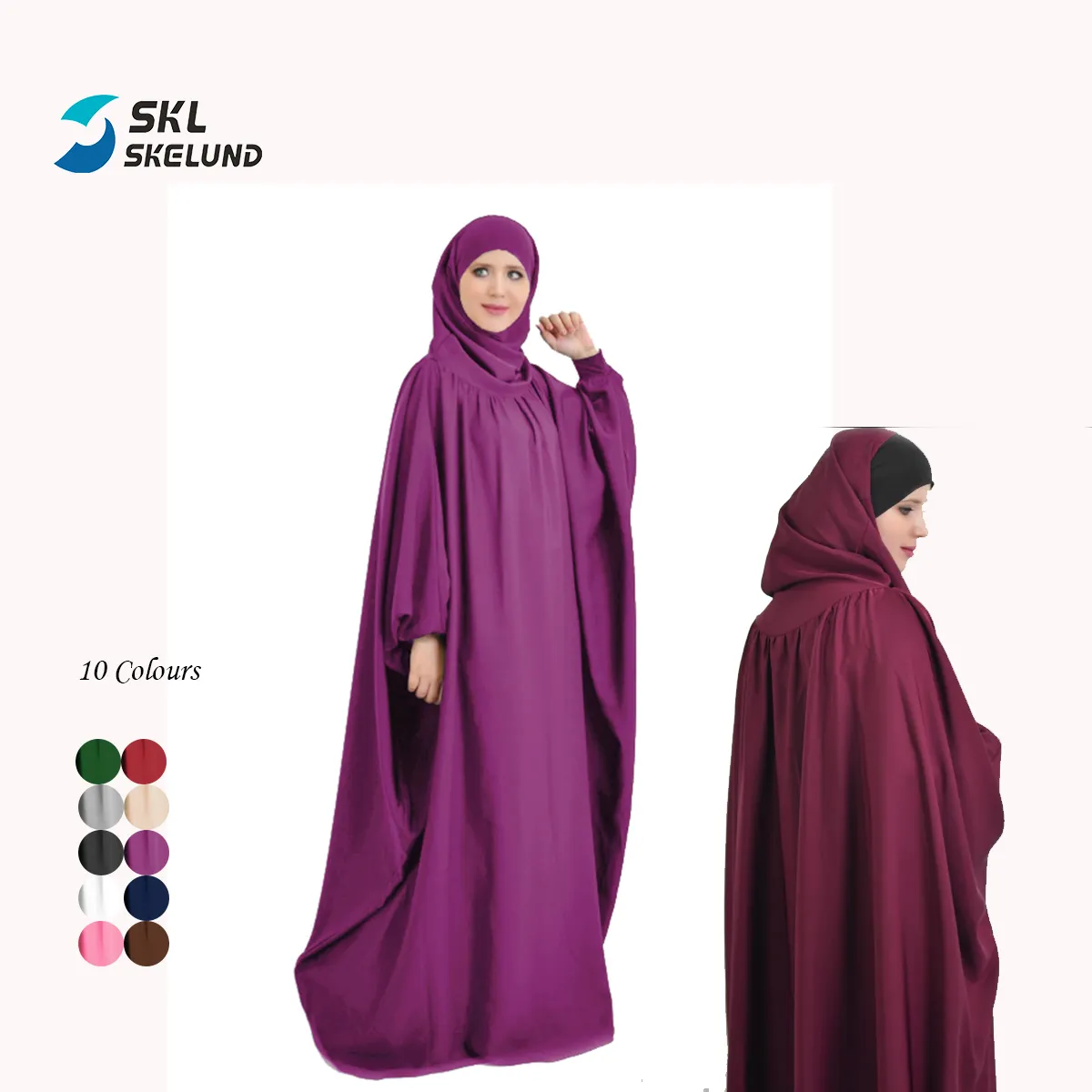 Wholesale Custom Logo Long Sleeve Dress Overhead Eid Hooded Muslim Women Hijab Arabic Kaftan Prayer Abaya Muslim Robe With Hood