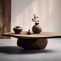 Table à thé et à café japonaise de style Wabi-Sabi moderne, en bois massif, design antique, pour balcon ou mobilier de maison