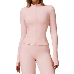 Fermeture éclair à manches longues loisirs de plein air Fitness sport <span class=keywords><strong>veste</strong></span> automne <span class=keywords><strong>hiver</strong></span> course séchage rapide respirant Yoga <span class=keywords><strong>veste</strong></span> - Product Image 1