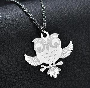Fantasia Gioielli In Acciaio Gioielli In Acciaio Personalizzato Incide Il Marchio Notte Pendente Della <span class=keywords><strong>Collana</strong></span> Owl - Product Image 4