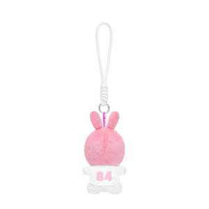 Porte-clés Mascotte Lapin Hiver en Peluche Douce Blanche avec Détail Brodé Tenue Rose Lait et Anneau Métallique - Product Image 4