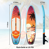 Planche de paddle gonflable durable de 11' avec sac de transport et pompe, planche de SUP de 33" de large pour sports nautiques en rivière et en mer