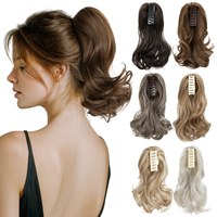 Extensions de cheveux en queue de cheval à pince en gros, en fibre synthétique haute température résistante à la chaleur, postiche super ondulé et volumineux