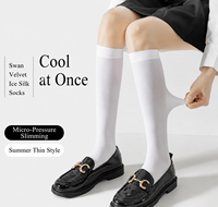Chaussettes noires et blanches fines en nylon à haute compression, longueur mollet, pour femme, style JK, style coréen, pour l'été