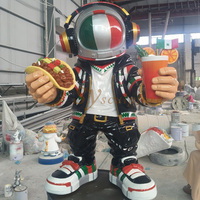 Sculpture de dessin animé en fibre de verre grandeur nature pour l'extérieur, personnalisation de statue d'astronaute en résine, décoration artistique pour centre commercial et maison