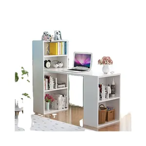 Office Furniture H Shape Computer Desk Table With Storage Bookshelf Design