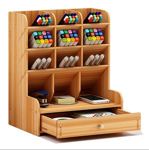 Organisateur de bureau créatif en bois avec tiroirs pour stylos et fournitures de bureau, idéal pour le rangement à la maison et au bureau - Product Image 1