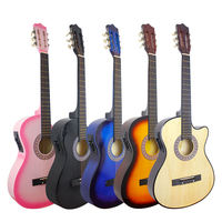 Wholesale 38 Inch Electric Acoustic Guitar OEM Service Full Size Cutaway Electric Guitars Kit for Beginner Adult Kid