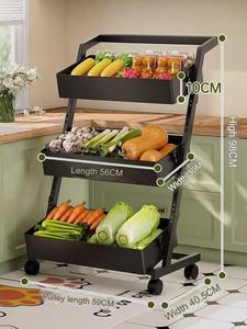 Étagère de cuisine sur pied à quatre niveaux pour <span class=keywords><strong>fruits</strong></span>, légumes et collations, chariot multifonctionnel domestique - Product Image 5
