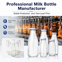 Bouteille en verre de 12 oz et 16 oz pour jus, lait, smoothies, boissons, avec couvercle en fer blanc