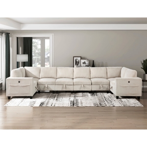 Modern Living Room Furniture Beige Armless <b>Chair</b> <b>with</b> <b>Storage</b> Corduroy Fabric Upholstery 1pc Modular Armless <b>Chair</b> - Product Image 4