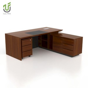 Iultra Antique Royal Executive bàn hiện đại Baroque thiết kế dễ dàng lắp ráp sang trọng CEO văn phòng bảng vàng TRIM khắc MDF MFC gỗ - Product Image 1