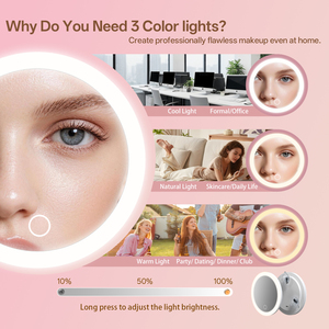 <span class=keywords><strong>Miroir</strong></span> Cosmétique <span class=keywords><strong>Grossissant</strong></span> Mural LED MoonlitGlow, Grossissement 10X 20X 30X 40X, 3 Ventouses, Rechargeable, Idéal Voyage - Vente en Gros Usine - Product Image 4