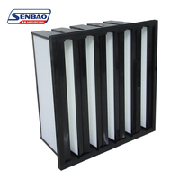 Filtre à air de type V à haute efficacité, boîtier ABS, faible porosité, filtration d'air industrielle pour salle blanche et usage médical