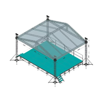 Structure de scène modulaire rectangulaire en alliage d'aluminium robuste, soudée, argent/noir, à connexion par goupilles, pour concerts en extérieur, montage rapide