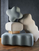 Nouveau repose-pieds de vanité de tabouret de pouf de petit tissu de forme spéciale élégante