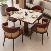 Ensemble table et chaises rétro pour café et pâtisserie, plateaux en marbre, cadres multifonctionnels en acier inoxydable, restaurants commerciaux