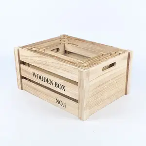 一套4个多功能木制储物篮，带把手装饰容器盒，用于展示架木制收纳器装饰