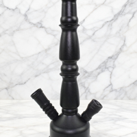 Chicha à double tuyau en métal multicolore - Or/Noir/Argent/Bleu & Base en verre pour une utilisation sociale occasionnelle